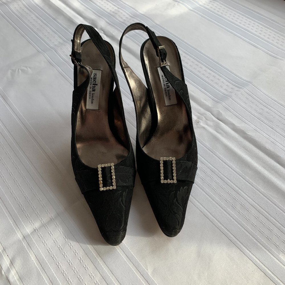 Crystal-Embellished Slingback Pumps